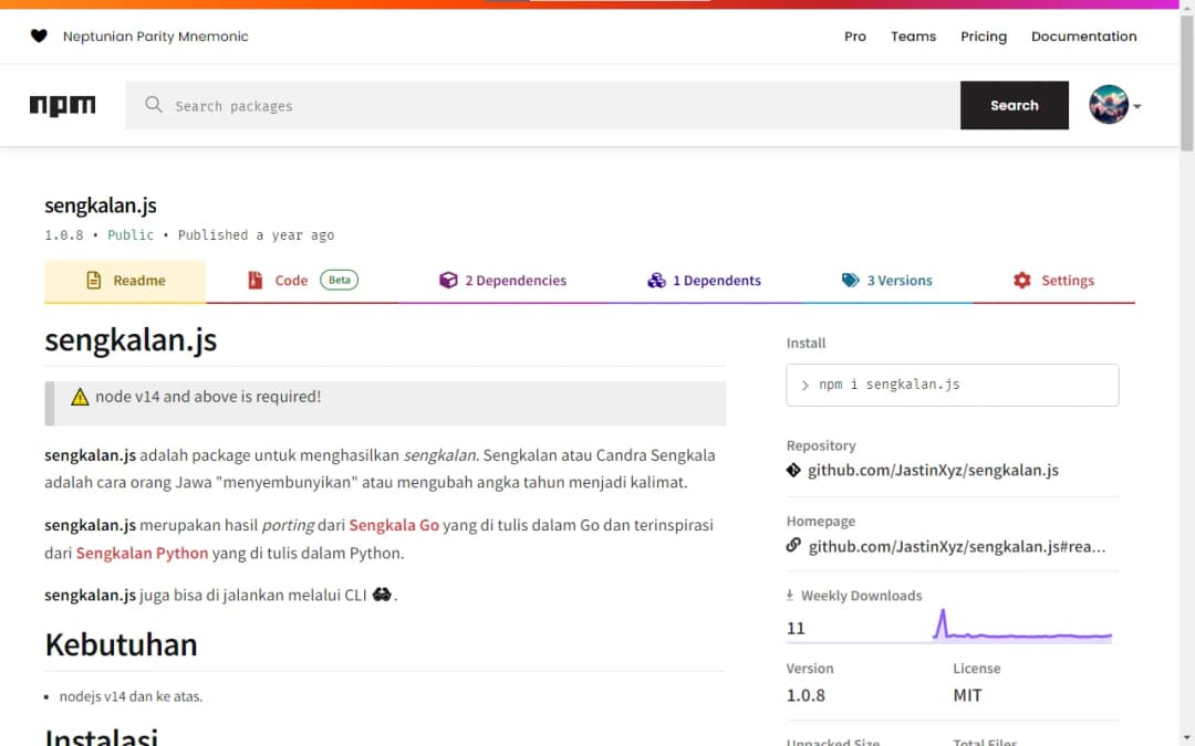 sengkalan.js npm preview